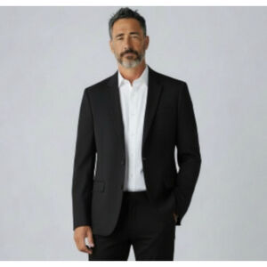 J. Ferrar Mens Black Slim Fit Blazer Suit Jacket 42 Long